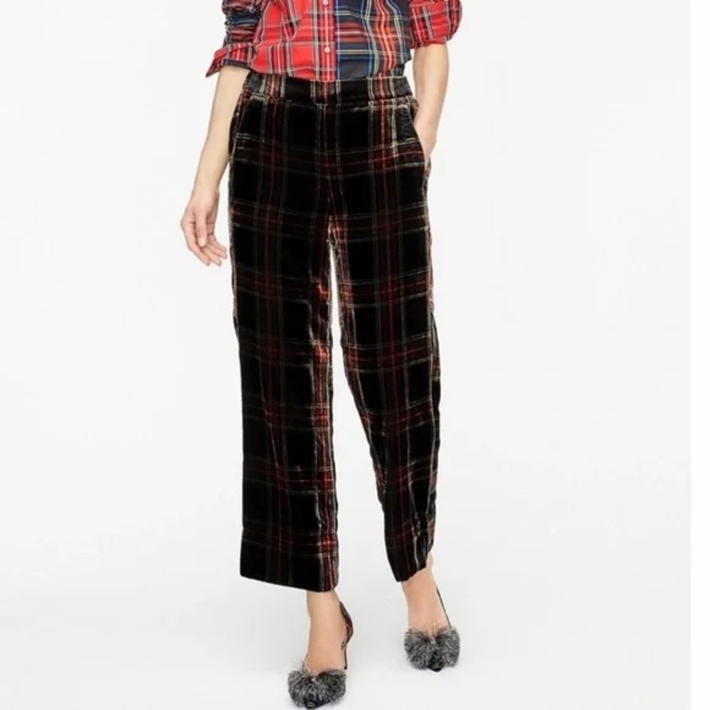 J. Crew Velvet Tartan Plaid Easy Pants. Size 10 Petite. Worn once.